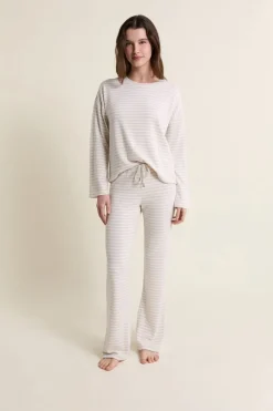 ETAM Homewear|Los Pijamas Más Responsables|Sweatshirt de pyjama à rayures BEIGE