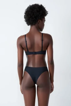 ETAM Braguitas Invisibles|Tanga Brasileño|Tanga alto de microfibra NEGRO