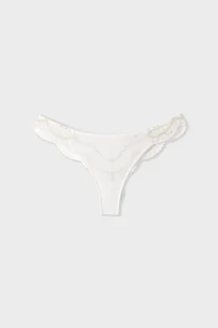 ETAM Braguitas Novias|Tanga Brasileño|Tanga bordado CRUDO