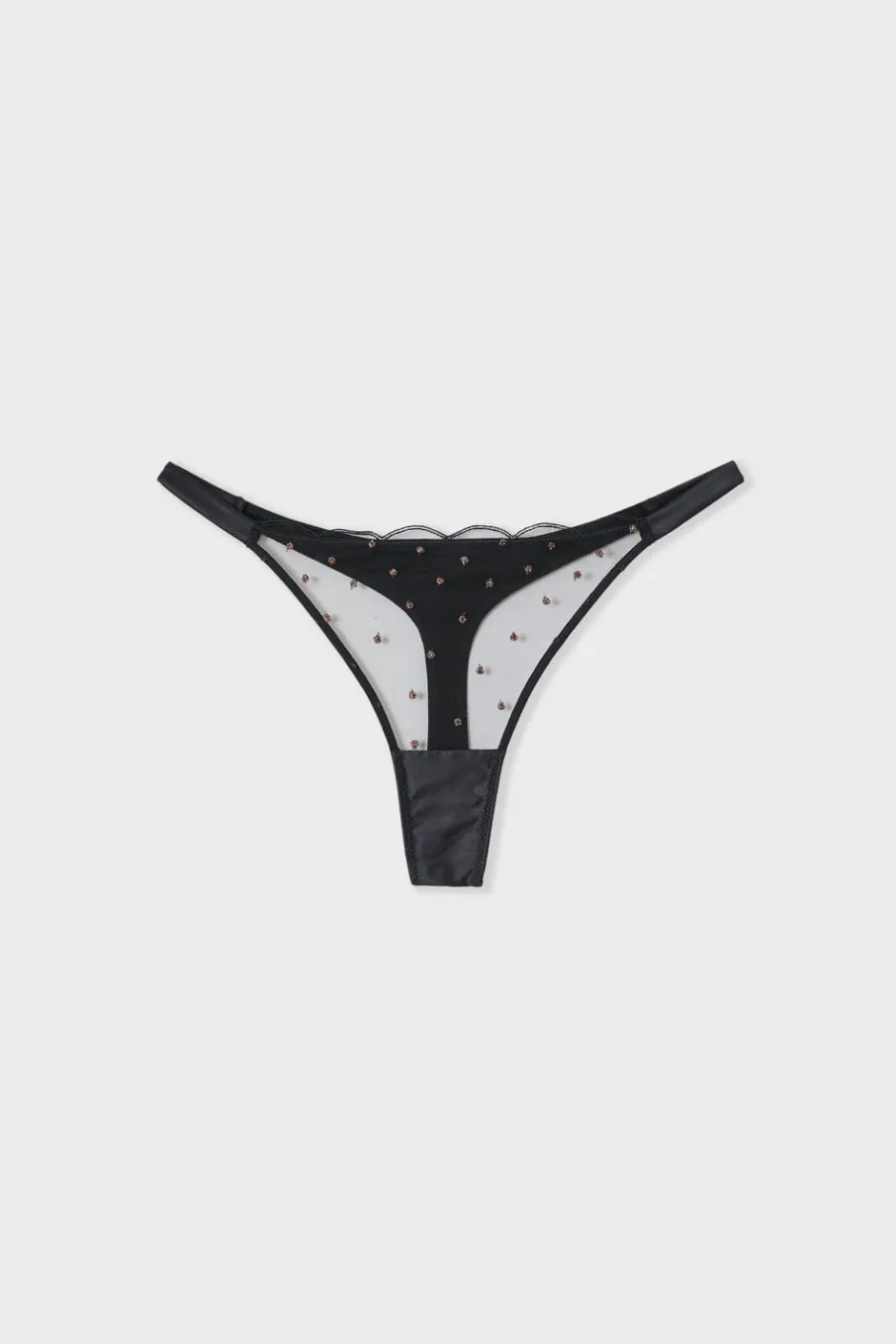 ETAM Tanga|Tanga bordado NEGRO
