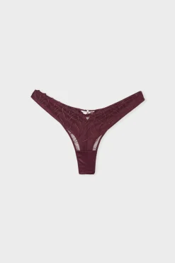 ETAM Tanga Brasileño|Tanga con bordado floral MORADO