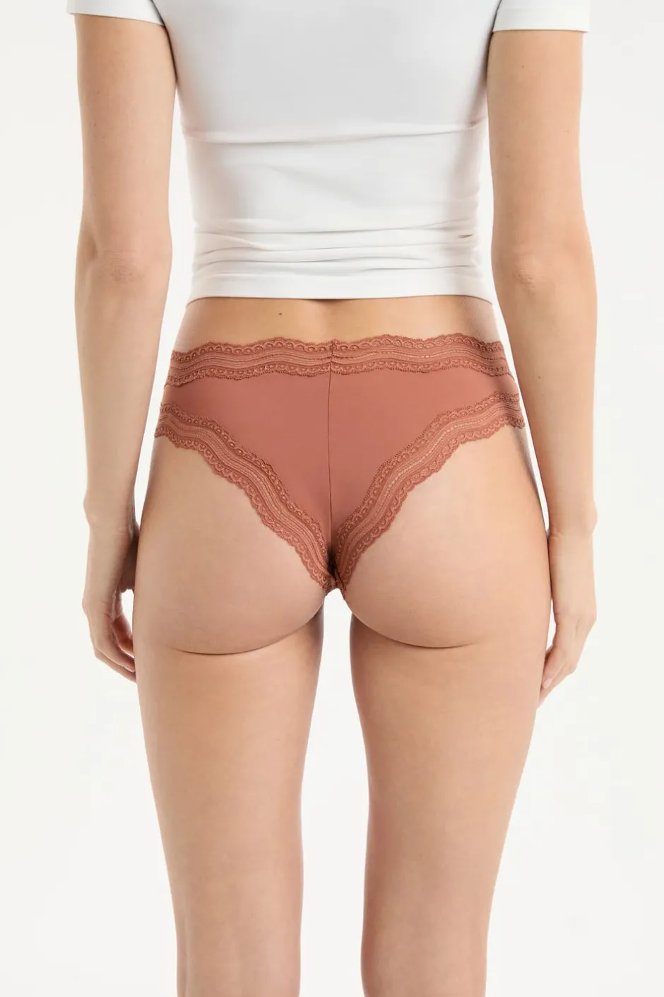 ETAM Tanga Brasileño|Braguitas Party|Tanga con bordes de encaje de microfibra arena