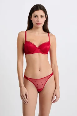ETAM Tanga Brasileño|Novedades Braguitas|Tanga con detalles bordados ROJO
