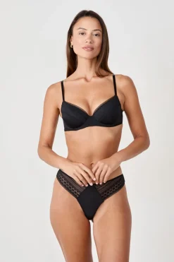 ETAM Braguitas Encaje|Tanga|Tanga con detalles de encaje NEGRO