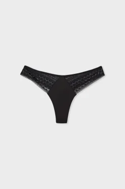 ETAM Braguitas Encaje|Tanga|Tanga con detalles de encaje NEGRO