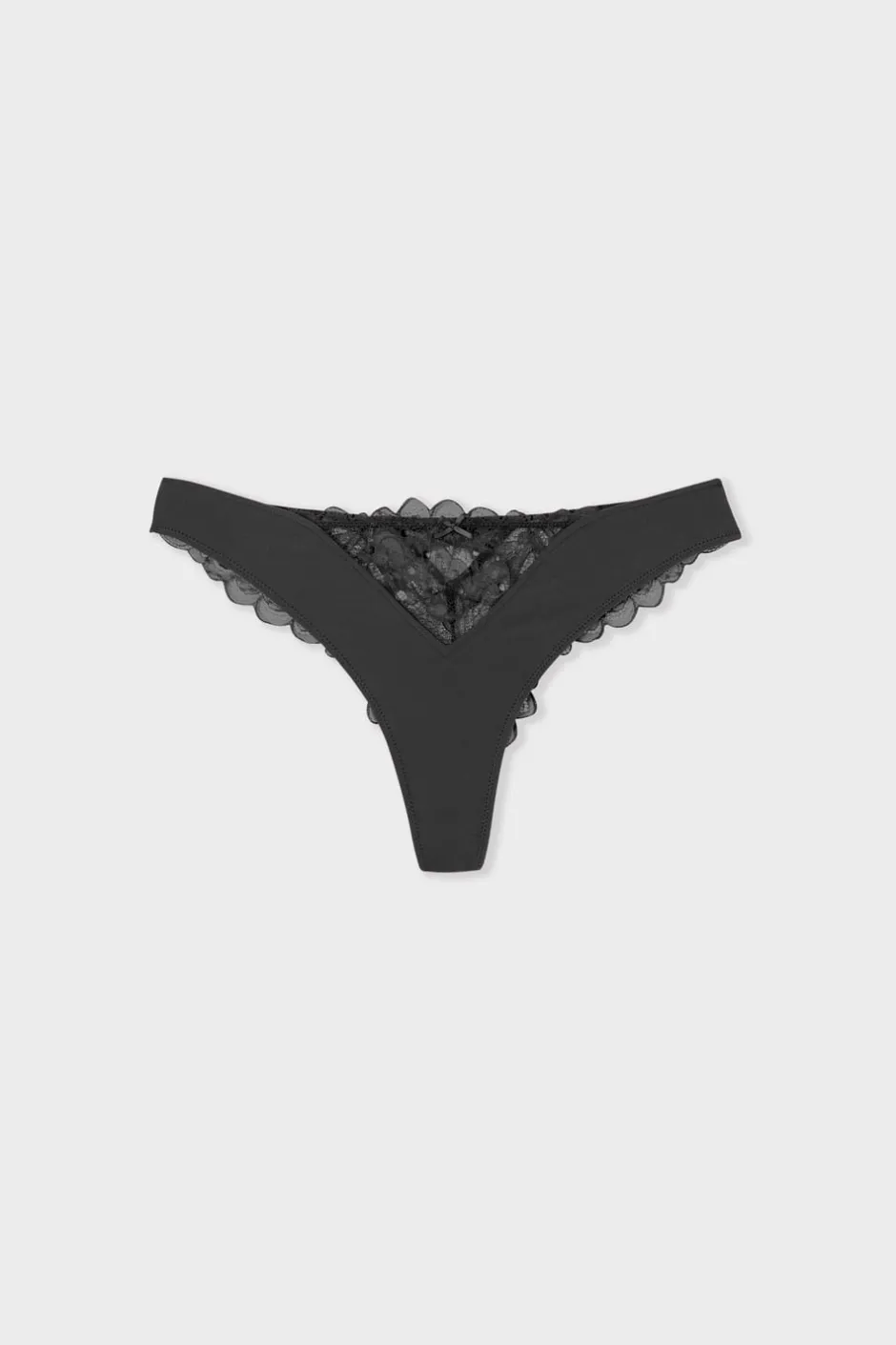 ETAM Braguitas Encaje|Tanga Brasileño|Tanga con detalles de encaje NEGRO