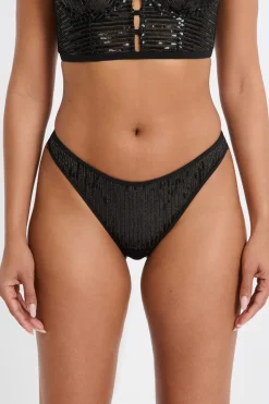 ETAM Tanga Brasileño|Tanga con lentejuelas NEGRO