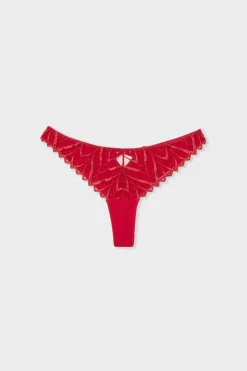 ETAM Tanga Brasileño|Novedades Braguitas|Tanga de bordado ROJO