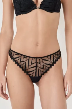 ETAM Tanga Brasileño|Novedades Braguitas|Tanga de bordado NEGRO