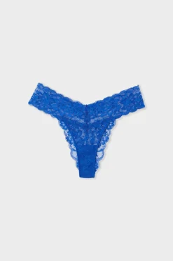 ETAM Braguitas Encaje|Tanga Brasileño|Tanga de encaje AZUL REAL