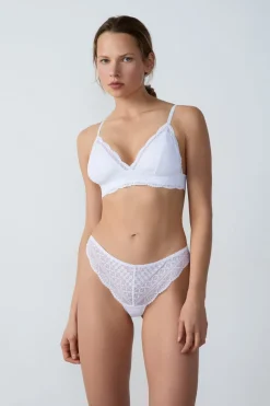 ETAM Braguitas Novias|Tanga Brasileño|Tanga de encaje BLANCO