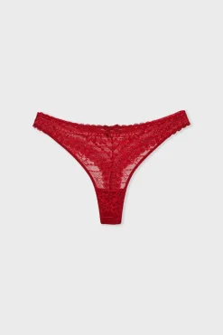 ETAM Braguitas Encaje|Tanga Brasileño|Tanga de encaje CARDINAL