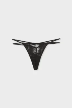 ETAM Braguitas Sexy|Braguitas Encaje|Tanga de encaje NEGRO