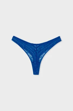 ETAM Braguitas Encaje|Tanga Brasileño|Tanga de encaje AZUL VIVO