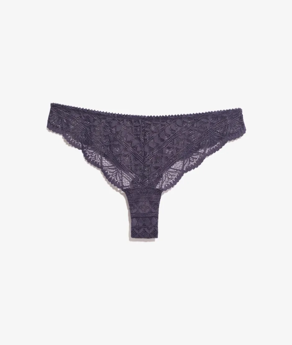 ETAM Tanga Brasileño|Braguitas Encaje|Tanga de encaje ANTRACITA