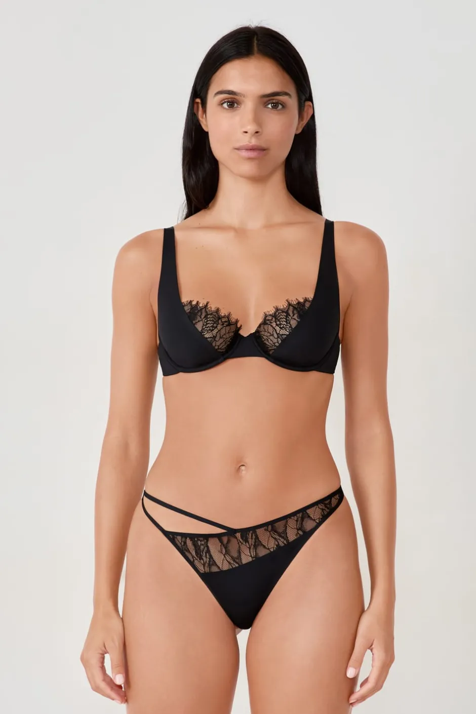 ETAM Tanga Brasileño|Braguitas Encaje|Tanga de encaje NEGRO
