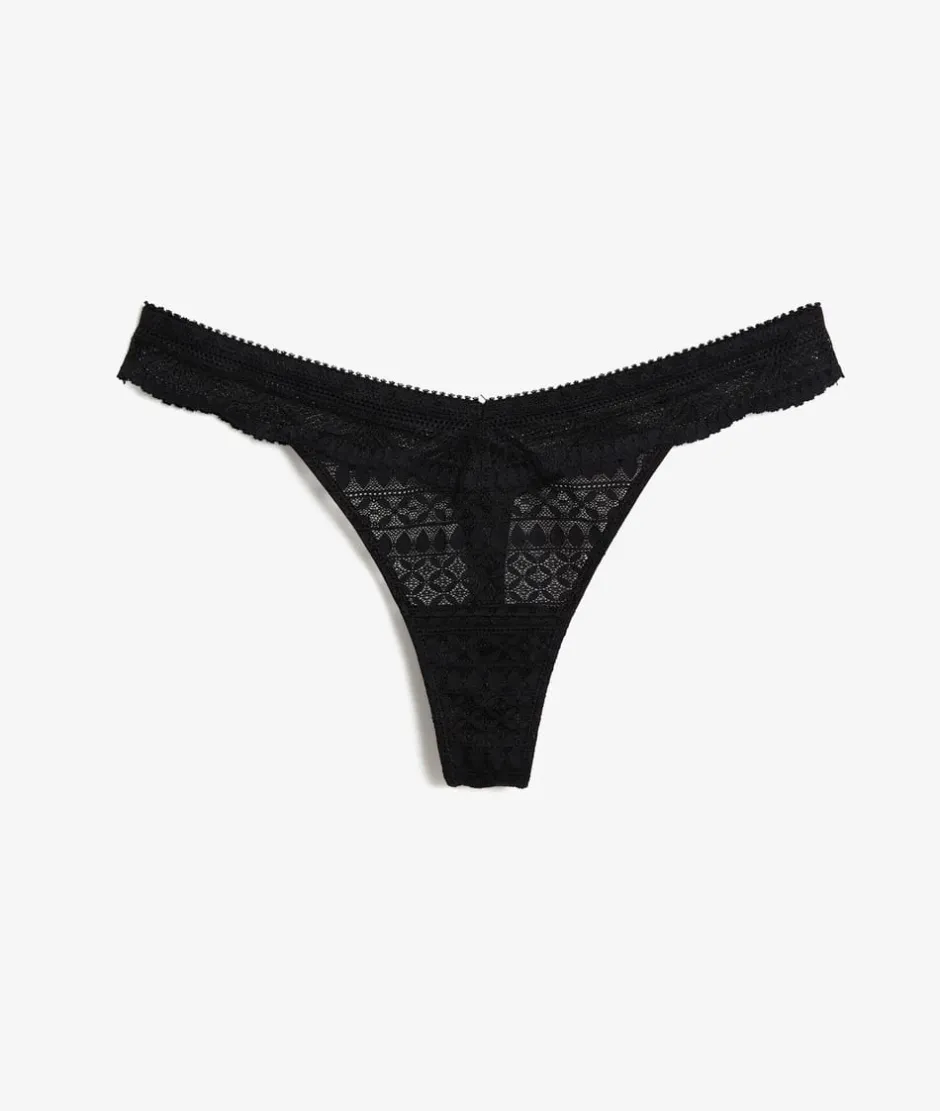 ETAM Tanga|Braguitas Encaje|Tanga de encaje NEGRO