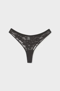 ETAM Tanga Brasileño|Braguitas Encaje|Tanga de encaje NEGRO