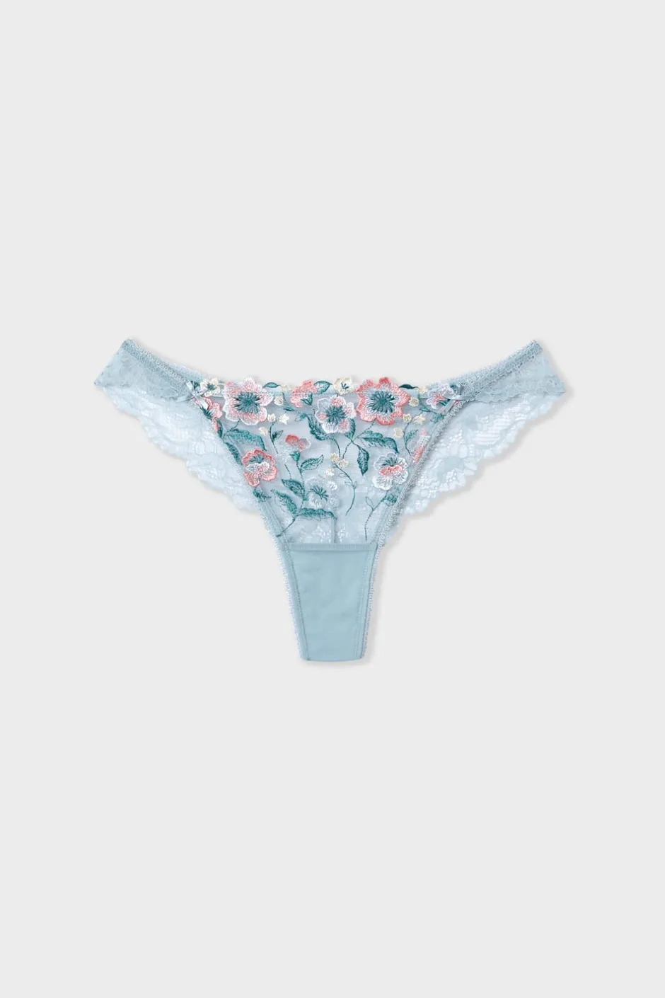 ETAM Tanga Brasileño|Novedades Braguitas|Tanga de encaje AZUL CLARO
