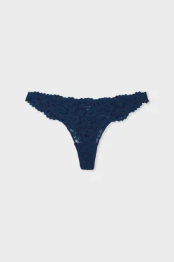 ETAM Braguitas Encaje|Tanga Brasileño|Tanga de encaje MARINO