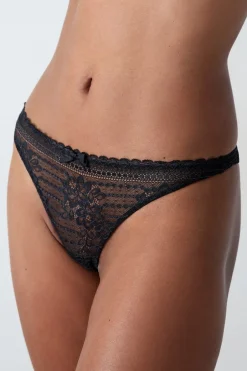 ETAM Braguitas Encaje|Tanga Brasileño|Tanga de encaje NEGRO