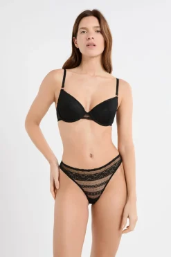 ETAM Braguitas Encaje|Tanga Brasileño|Tanga de encaje NEGRO