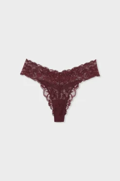 ETAM Braguitas Encaje|Tanga Brasileño|Tanga de encaje MORADO