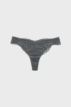 ETAM Tanga Brasileño|Braguitas Encaje|Tanga de encaje ANTRACITA