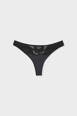 ETAM Braguitas Encaje|Tanga Brasileño|Tanga de encaje NEGRO
