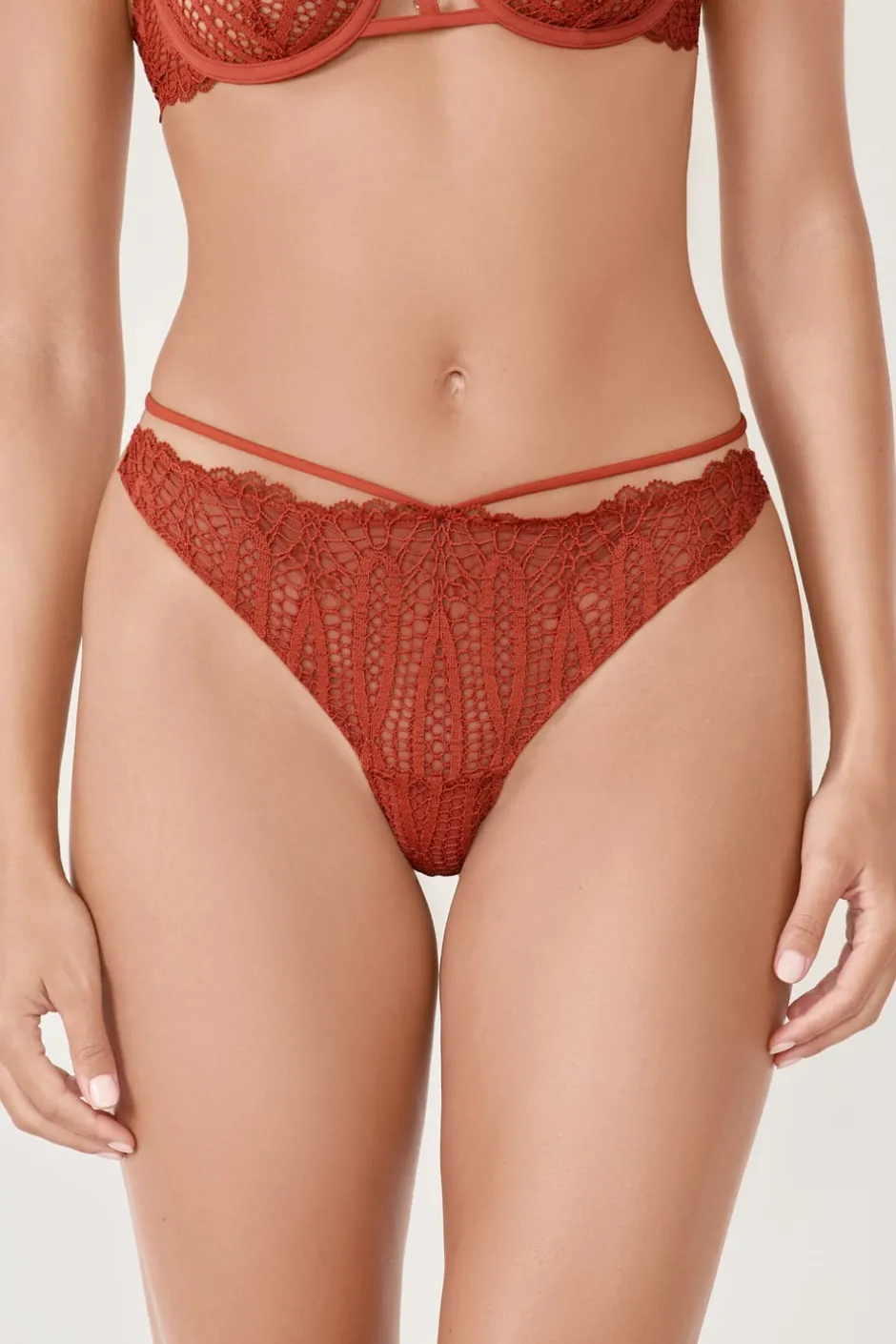 ETAM Tanga|Braguitas Encaje|Tanga de encaje MARRÓN