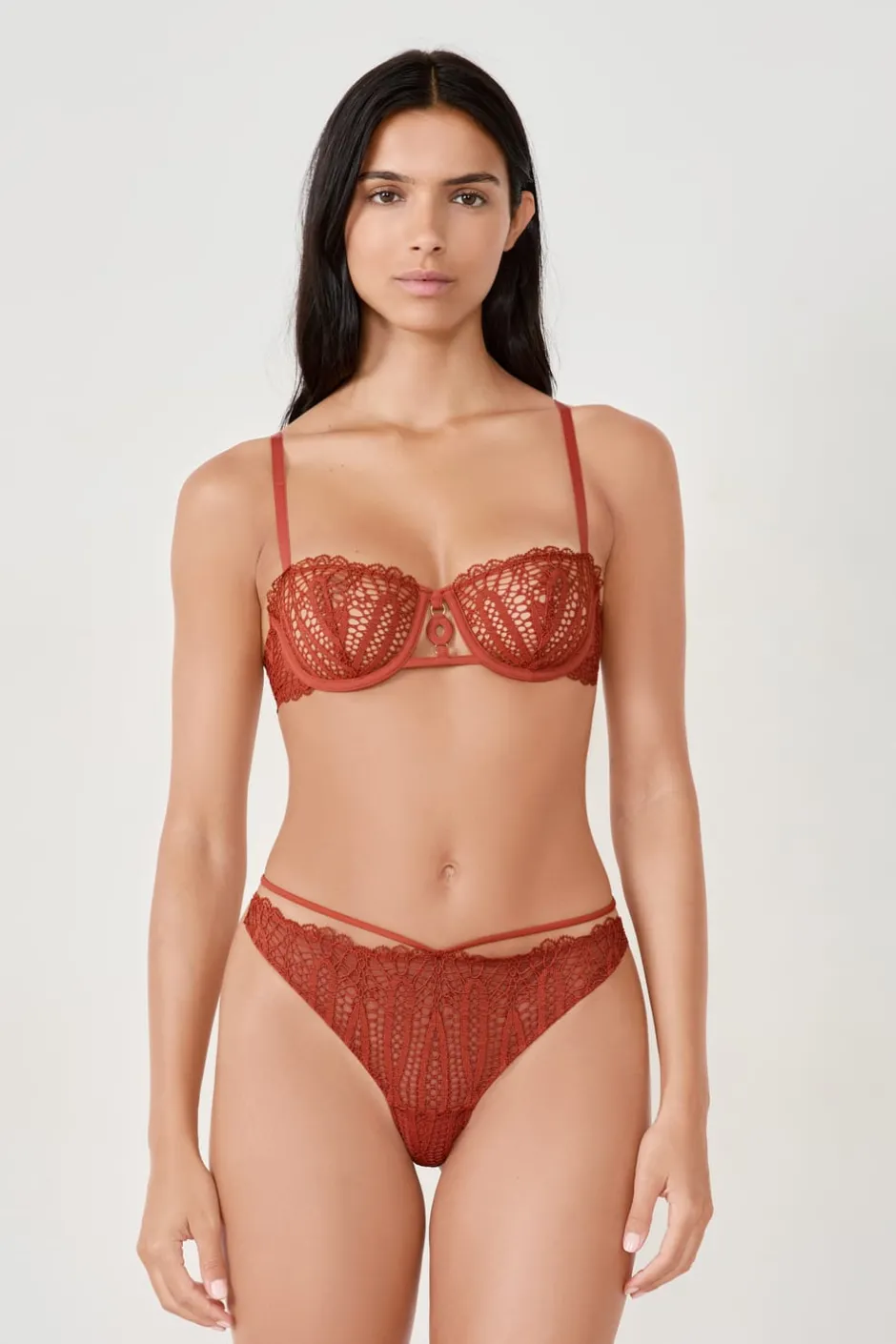ETAM Tanga|Braguitas Encaje|Tanga de encaje MARRÓN
