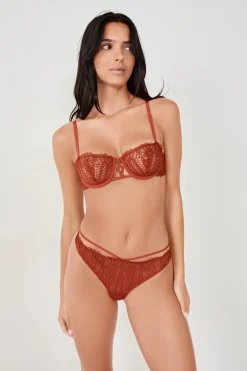 ETAM Tanga|Braguitas Encaje|Tanga de encaje MARRÓN