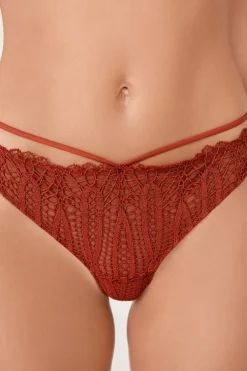 ETAM Tanga|Braguitas Encaje|Tanga de encaje MARRÓN