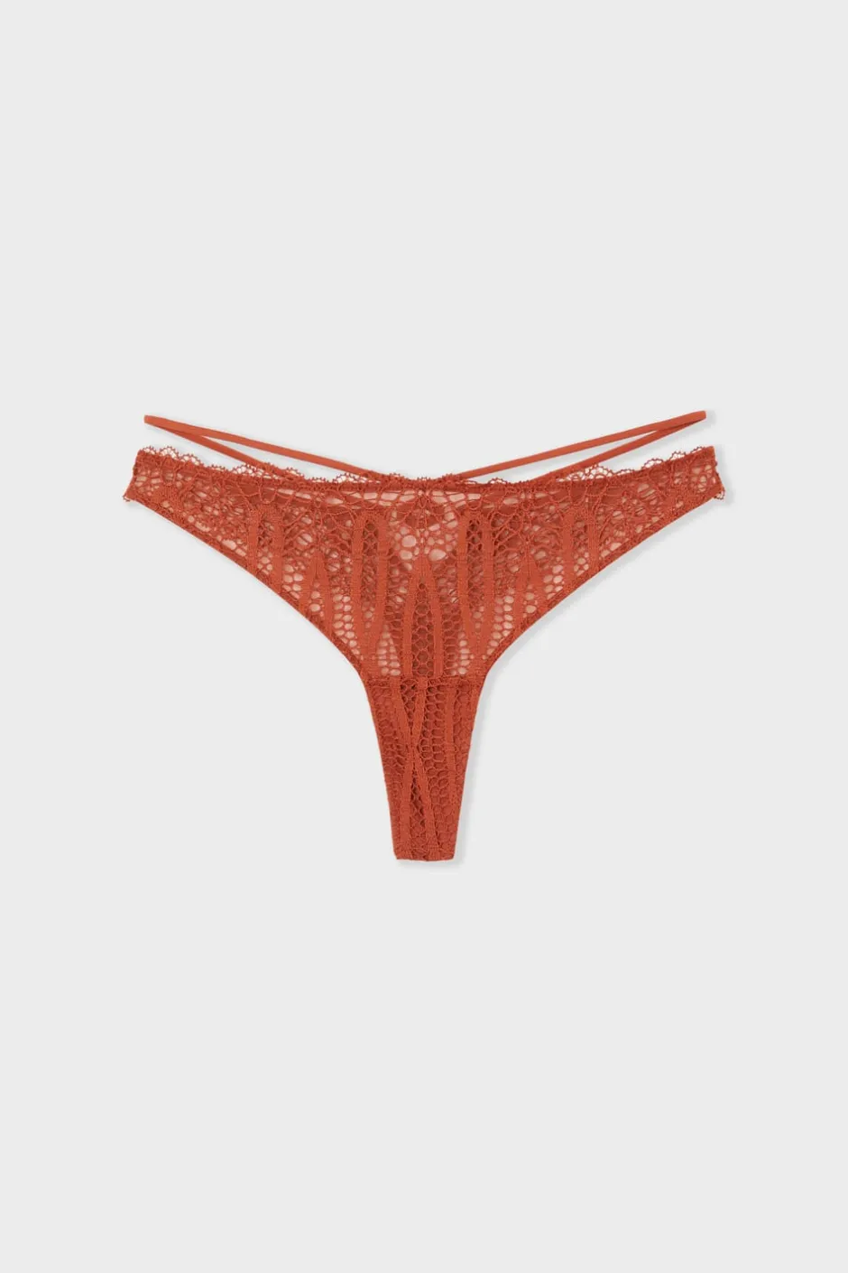 ETAM Tanga|Braguitas Encaje|Tanga de encaje MARRÓN
