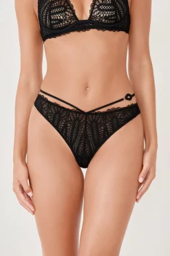 ETAM Braguitas Encaje|Tanga Brasileño|Tanga de encaje NEGRO