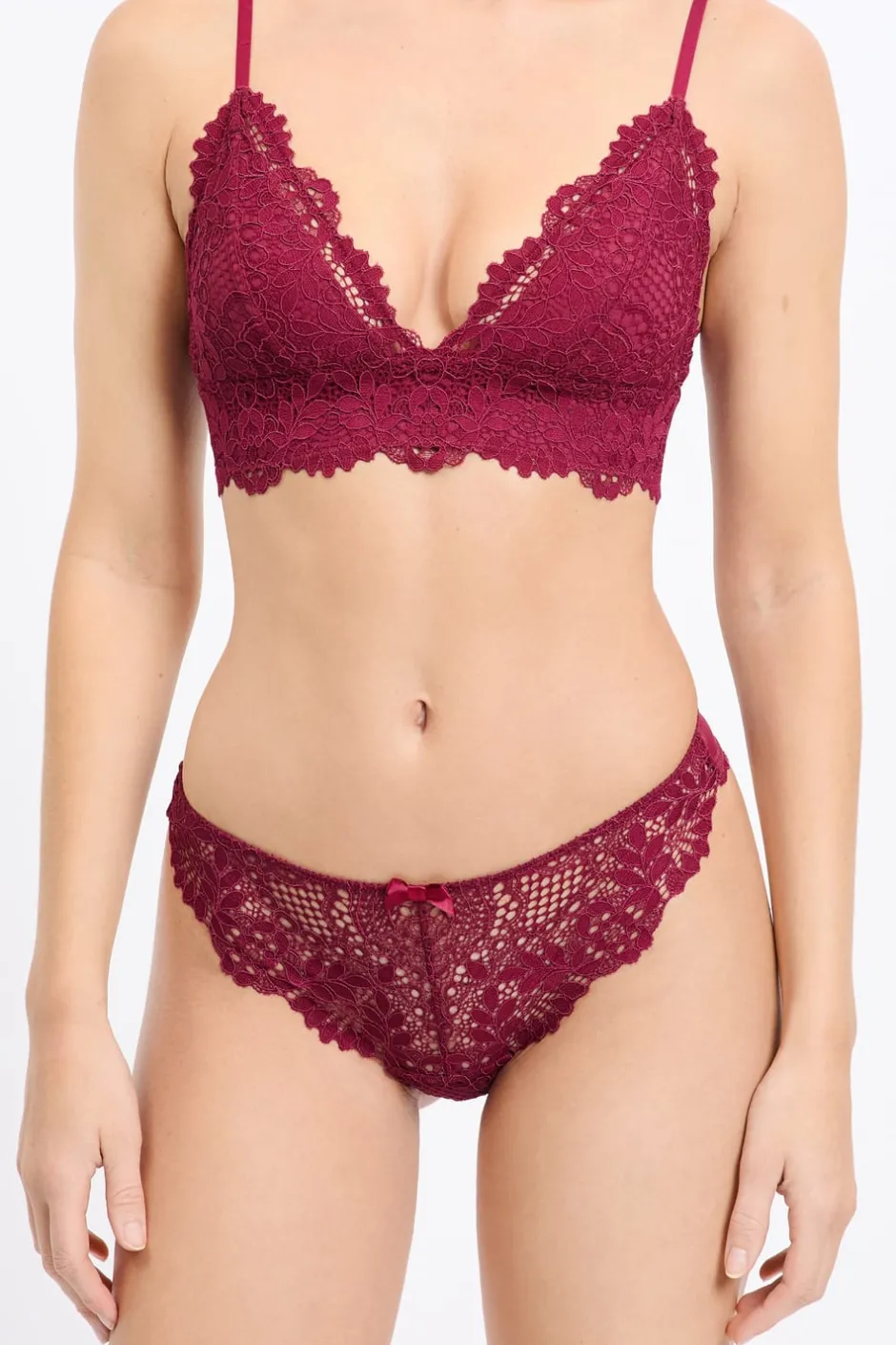 ETAM Braguitas Encaje|Tanga Brasileño|Tanga de encaje BURDEOS GRANATE