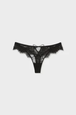 ETAM Braguitas Sexy|Braguitas Encaje|Tanga de encaje NEGRO