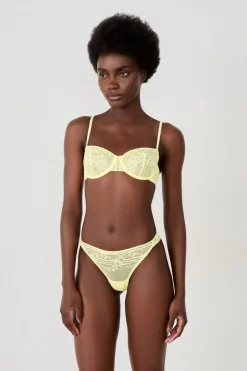 ETAM Tanga Brasileño|Braguitas Encaje|Tanga de encaje AMARILLO PÁLIDO