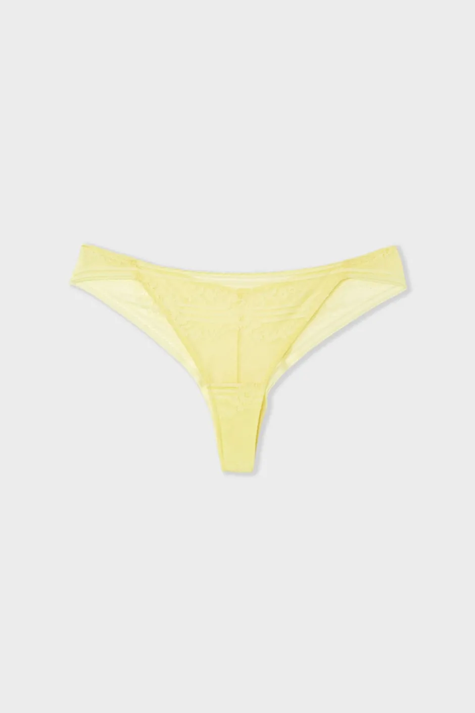 ETAM Tanga Brasileño|Braguitas Encaje|Tanga de encaje AMARILLO PÁLIDO