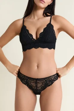 ETAM Tanga Brasileño|Novedades Braguitas|Tanga de encaje NEGRO