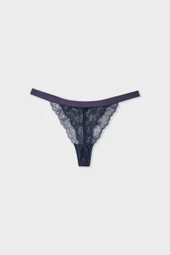 ETAM Braguitas Encaje|Tanga Brasileño|Tanga de encaje marino