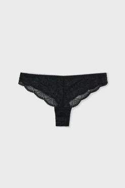 ETAM Braguitas Encaje|Tanga Brasileño|Tanga de encaje NEGRO