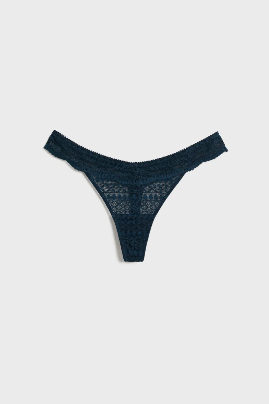 ETAM Tanga|Braguitas Encaje|Tanga de encaje AZUL TINTA