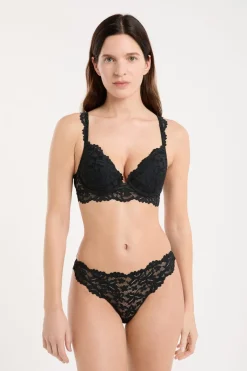 ETAM Braguitas Encaje|Tanga Brasileño|Tanga de encaje NEGRO