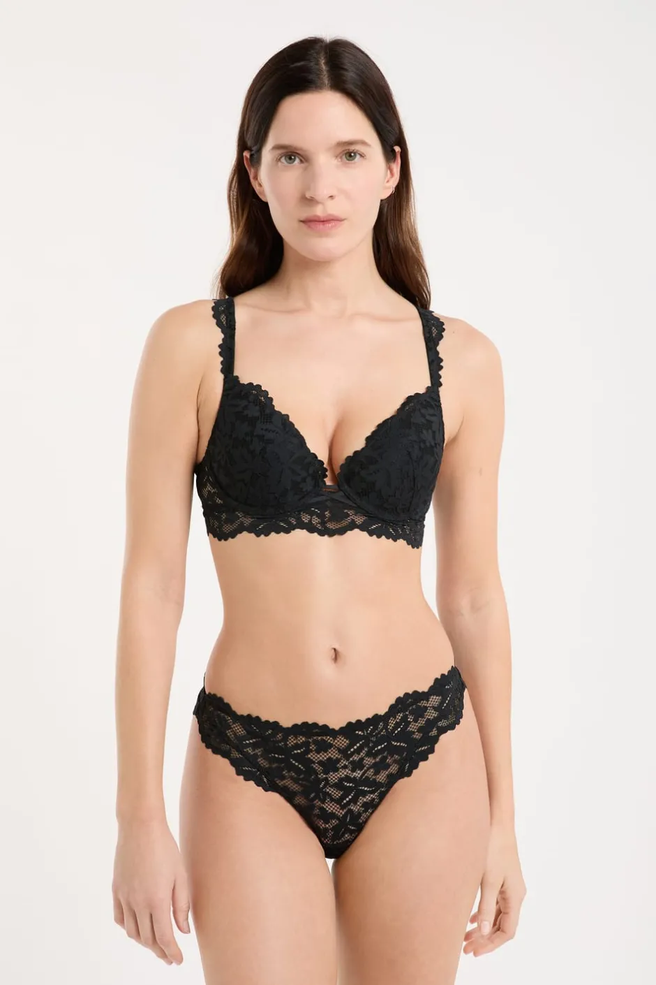 ETAM Braguitas Encaje|Tanga Brasileño|Tanga de encaje NEGRO