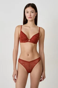 ETAM Tanga Brasileño|Braguitas Encaje|Tanga de encaje MARRON