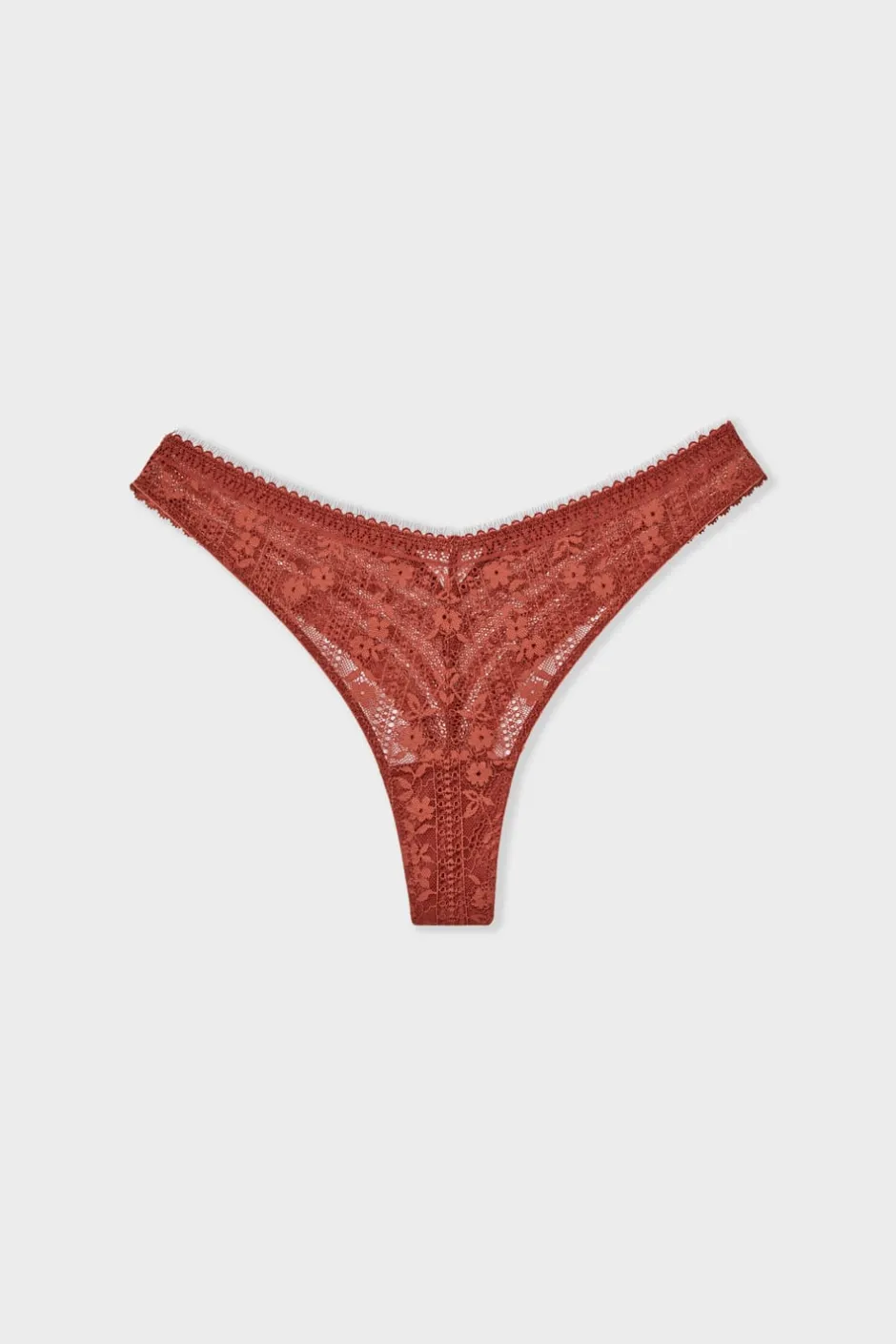 ETAM Tanga Brasileño|Braguitas Encaje|Tanga de encaje MARRON
