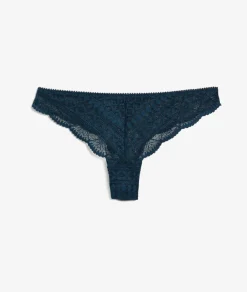 ETAM Tanga Brasileño|Braguitas Encaje|Tanga de encaje AZUL TINTA