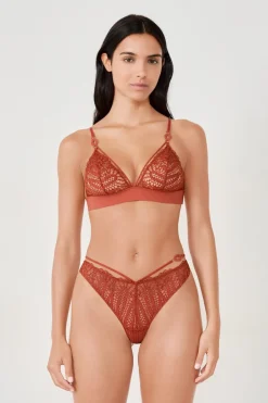 ETAM Braguitas Encaje|Tanga Brasileño|Tanga de encaje MARR&Oacute;N