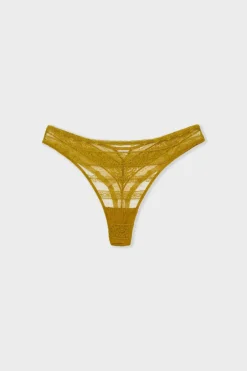 ETAM Braguitas Encaje|Tanga Brasileño|Tanga de encaje AMARILLO &Aacute;CIDO